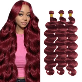 30 32 34 inch LadrXadr Red Bundles Human Hair 99J Body Wave Bundle 99j Burgundy Human Hair Weave 3 Bundles