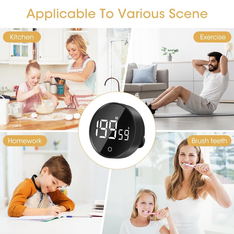 Glasflength Digital Kitchen Timer Magnetic Egg Timer 120 Minutes with