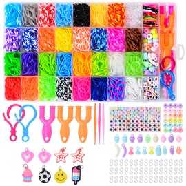 Noa Home Deco kit Elastici per Braccialetti, 2500+pcs kit fai da te Colorato, Telaio con Ciondoli, Gancetti, Perline per Bambini Braccialetto dell'amicizia Ragazze Ragazzi Regalo di Compleanno Natale