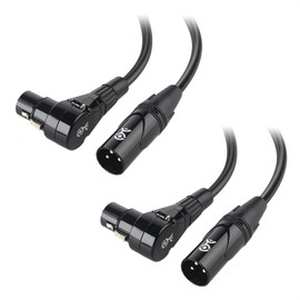 Cable Matters 2-Pack Long Right Angle XLR Cable, XLR Microphone Cable 10 Feet, Oxygen-Free Copper (OFC) XLR Right Angle Cable, Mic Cord, XLR Speaker Cables, Black