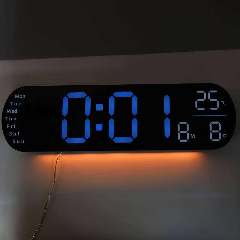 Digital Wall Clock Large Display with Remote Control Auto Brightness