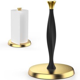 Paroto Paper Towel Holder Countertop, Tear Paper Towel Holder Stand for Standard & Jumbo Rolls, Stainless Steel Paper Towel Holder with Anti-Slip Weighted Base for Kitchen Bathroom（Gold）