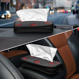Kigai Red Ladybugs Car Tissue Holder,Car Visor Tissue Holder Car Napkin Case Car Visor Mask Holder for Universal Auto