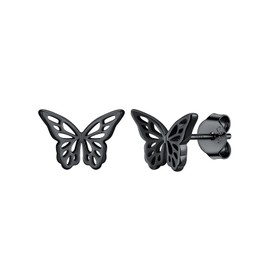 Silvora S925 Silver Butterfly Earrings - Exquisite Black Hollow Butterfly Stud Earrings Tiny Butterfly Cartilage Earrings for women