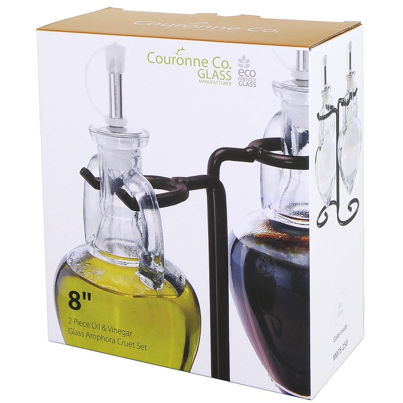 Couronne Company Amphora Double Oil & Vinegar Glass Cruet Set