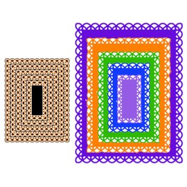 5pcs/Set Lace Rectangle Frame Metal Die Cuts, Christmas Lace Wave Long Square Frame Cutting Dies Cut Stencils for DIY Scrapbooking Album Decorative Embossing Paper Dies Card Making