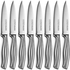 D.Perlla Steak Knives, Steak Knives Set of 8 with Gift Box, High Carbon Stainless Steel Steak Knife Set, Professional Kitchen Steak Knife Set of 8, Super Sharp Serrated Steak Knife, 9.1 IN