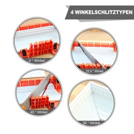 Mitre Box Made of Plastic, Mitre Box with Saw Compartment, Mitre Gauge Cutting Tool, for Cutting Angle 0° 22.5° 45° 90°, for Architectural Work and Craftsmen