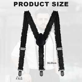 Aomig Men's and Women's Sequin Suspenders, Glitter Sequin Suspender, Adjustable Y Back Suspender Braces, Sparkly Sequin Suspenders with Strong 3 Metal Clips, Sequin Costume Accessories Party Carnival