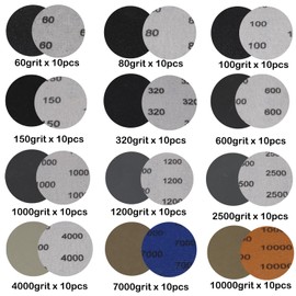 120pcs Sand Paper 3 Inch Sanding Disc Grit 60-10000 Wet Dry Sandpaper with 1/4" Shank Backer Plate and Sanding Sponge and Soft Foam Buffering Pad Drill Sanding Attachment
