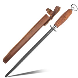 ELephas PLus Kitchen Sharpening Rod 12 Inch Rosewood Handle Honing Steel,12 Inch Knife Sharpening Steel