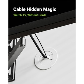 in Wall Cable Management Kit, Slim TV Wire Hider Kit for Wall Mounted TV, 2 Pcs Pass Through with Hole Saw for Network, HDMI, Speaker Cables, Coaxial, White