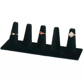 FindingKing 2 Black Velvet 5 Finger Ring Jewelry Displays 8" x 2"