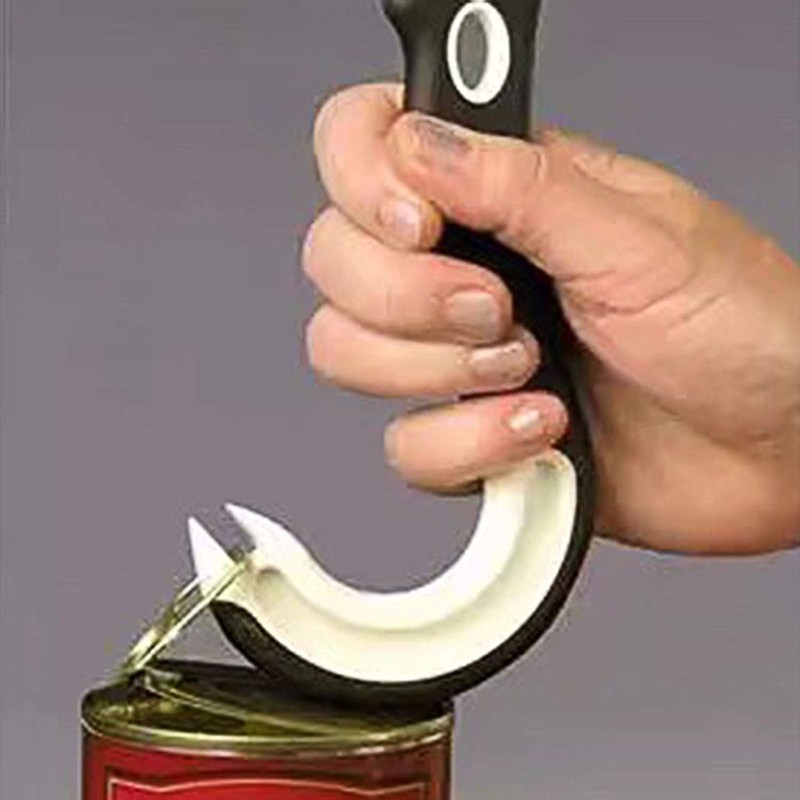 Calsgkspray 2Pcs Black Manual J-Shape Ring Pull Can Opener, Ideal