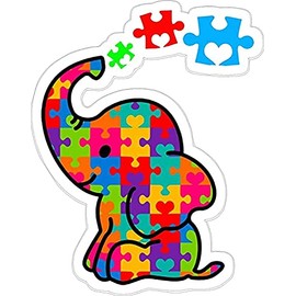 2pcs Autism Awareness Elephant 5 inch Vinyl Sticker | Decal for Laptop, Window, Door, Shop