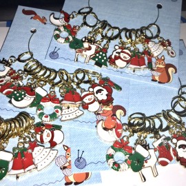 Handmade Mystery (set Of 5) Christmas Stitch Markers.  Crochet Or Knit, Christmas Charms.