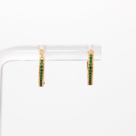 INFINITY 18K Gold Plated Earrings for Woman | Fancy hoop earring with white and green stones Size P | Hypoallergenic | Minimalist Aesthetic Lightweight Elegant Gold Plated Earrings Jewelry | Gifts