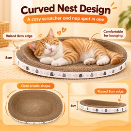Corrugated Cardboard Cat Scratcher for Indoor Cats – Durable Scratching Lounge and Resting Bed for Everyday Furniture Protection