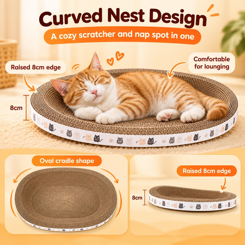 Corrugated Cardboard Cat Scratcher for Indoor Cats – Durable Scratching