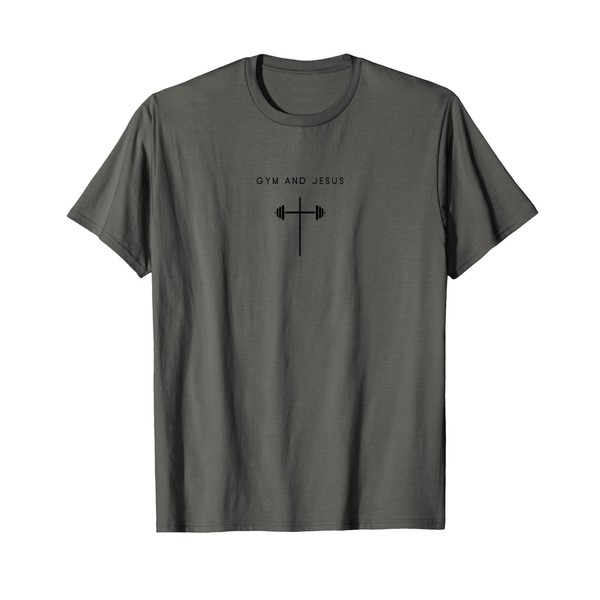 Gym And Jesus Cross - Minimalist Christian Weightlifting T-Shirt