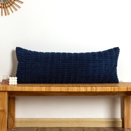 JoraLion Corduroy Lumbar Pillow Cover 14x36 inch, Dusty Blue Decorative Chic Cozy Long Pillow Cover Soft Luxurious Pillow Case Home Decor for Sofa Bed Room Livingroom, ONLY 1 Cover