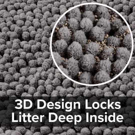 CatGuru Cat Litter Mat, Medium, Extra Large, XXL, Waterproof Litter Box Mat, Non Slip Kitty Litter Mat, Machine Washable Litter Trapping Mat, Soft Litter Tray, Cat Stuff (Medium, Dark/Heavy-Duty)