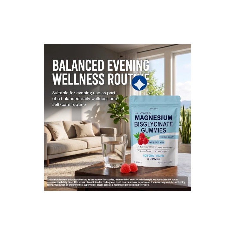Magnesium Bisglycinate Gummies, High Absorption, Raspberry Flavour, Improved Sleep, Neural