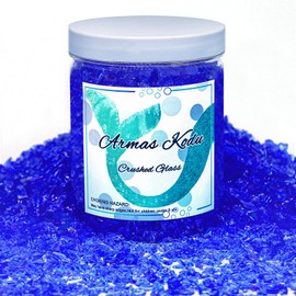 Crushed Glass for Resin Art, Broken Glass Pieces for Crafts Vase Filler Home Decorations,Crushed Glass for Crafts,3-6mm,1.5 Pound (Cobalt Blue)