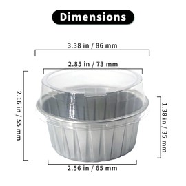 Mombake Aluminum Foil Ramekin Baking Cups, 5oz 125ml Cheesecake Pan, Creme Brulee Tin Cups with Flat Lids(24pcs, Silver)