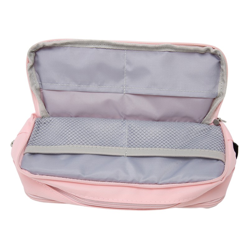 Pen Pencil Case 3 Compartments Canvas Portable Large Capacity Pencil