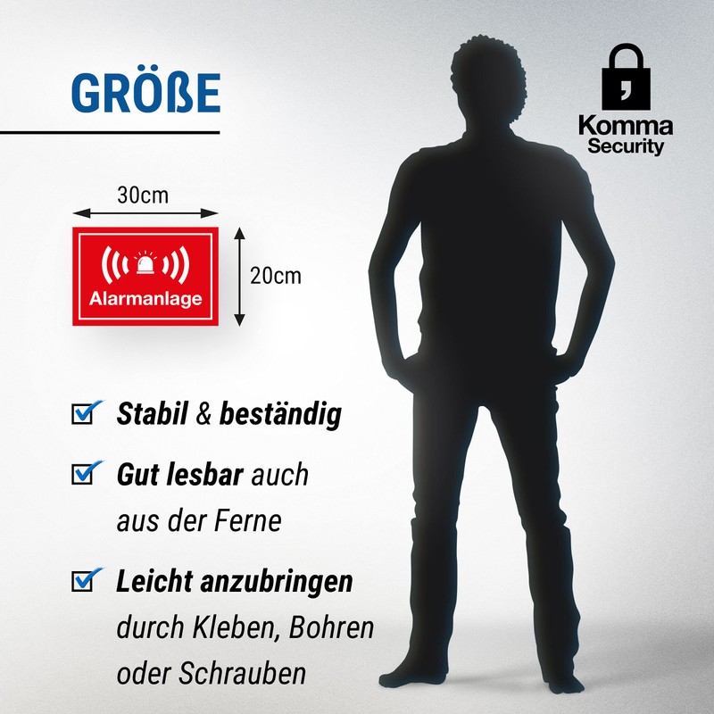 Komma Security Alarm System Sign 30 x 20 cm -