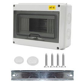 Surface-Mounted Fuse Box, IP65 Waterproof Fuse Box, Surface-Mounted, Fuse Box, Dustproof, Surface-Mounted Distribution Box for Gardens, Outdoors, Villas, Charging Stations, 8 Modules, 20 x 15.2 x 9.3