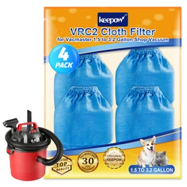 KEEPOW VRC2 Vacuum Filter Compatible with Vacmaster 1.5 to 3.2 Gallon Wet/Dry Vacuums, Compatible with Armor All 1.5-2.5 Gallon Wet/Dry Vacuum, 4 Pack
