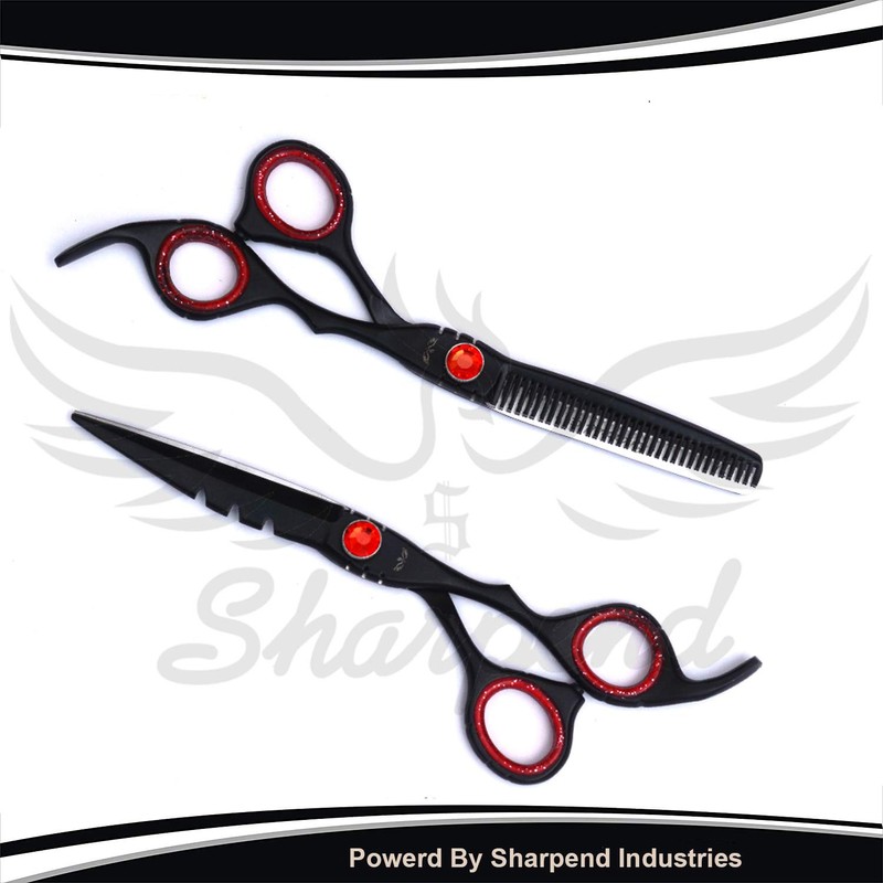 Professional 7” Black Diamond Barber Hairdressing Sharp Edge Scissors Stainless