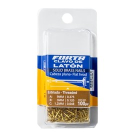 Forta Clavo de latón 100 piezas calibre 18 cabeza oval (9MM)