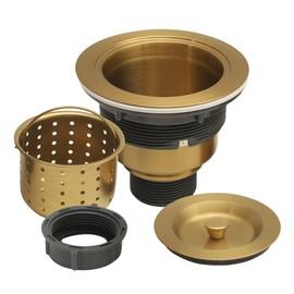 Kitsitchen Gold Kitchen Sink Drain Assembly 3-1/2 Inch，304 Stainless Steel Kitchen Sink Strainer and Stopper/Sealing Lid with Deep Removable Basket for Kitchen