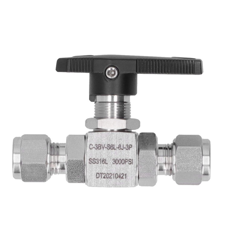 Ball Valve Stainless Steel 3Piece Type StraightThrough Ferrule Equipment SS316L