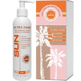 Sun Laboratories By Giesee Ultra Dark Sunless Tanning Lotion 8 oz - Premium Tanning Lotion for Instant Glow, Organic Self Tanner, Perfect for Body, Face, and Leg Bronzing