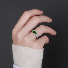 Magtherapy Lymphatic Therapy Titanium Ion Moissanite Diamond Ring, Acupuncture Unclog Bloodstream and Lymph Nodes Torina Crystal-Quartz Ionix Ring Open Cubic Zirconia Ring(Green A)