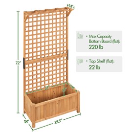 Topeakmart Garden Flower Box for Vine Climbing Plants, Standing Vertical Planter Box, Wooden Raised Plant Bed Vertical Garden Planter Bed for Yard/Patio/Backyard