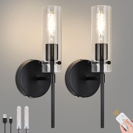 Loiogohot Wall Sconces,Modern Rechargable Wall Lights Cordless Wall Light No Wiring 7800mAh Endurance 100 Hours,6W Fast Charging,Wireless Sconces for Living Room Bedroom Hallway, Bulb Included