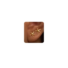 BelleVive Gold Earrings for Women, 14 Carat Gold-Plated Small Starfish Studs, Delicate, Lightweight, Minimalist, Simple, Hypoallergenic Earrings, Jewellery, Gifts for Her