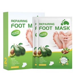 Repairing Foot Mask with Shea Butter and Avocado, Moisturizing Foot Mask for Dry Cracked Feet, Hydrating Foot Spa Socks (2 Pairs)