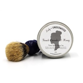 Lady Underwood Shaving Soap Set with Brush - Fast Lathering Natural Glycerin Shaving Cream Alternative for a Smooth Feel & Sweet Scent - For All Skin Types - Made with Aloe Vera - 6 oz (French Lavender & Honey Set)