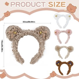SDIDVIEXPERT 5 Pcs Bear Ears Headband,Cute Care Headband Bear Hair Accessories for Women Bear Headband Hairband for Makeup Face Washing Plush Hairbands for Theme Party Cosplay
