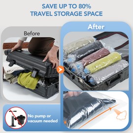 Compression Bags for Travel-Medium Travel Essentials 10 Pack Space Saver Bags No Vacuum or Pump Needed Vacuum Storage for Clothing- Home Packing Organizers Blue