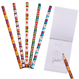 Baker Ross FX405 Large Pack of Christmas Pencils - Pack of 15, Small Advent Calendar Gifts for Children, Santa Gifts for Children