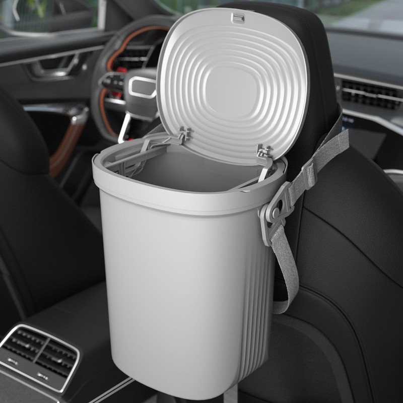 Garoopion Waterproof Car Garbage Can, 1.9 Gallon Soft Silicone Hanging