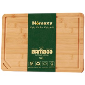 Homaxy Extra Large Organic Bamboo Cutting Boards for Kitchen, 24"x18" Wooden 3XL Cutting Board with Juice Groove and Handles, Charcuterie Butcher Block Wood Serving & Chopping Board - Pre Oiled