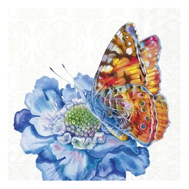 'IHR Napkin Graceful Butterfly 33 x 33 cm, Pack of 20, Summer, Ideal for Decoupage Technique, Paper Napkin, Quarter Motif, Printed on One Side
